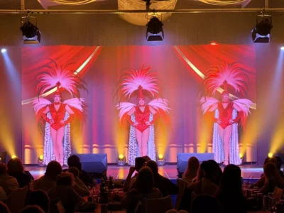 Stardust variety show cyprus red feather costumes